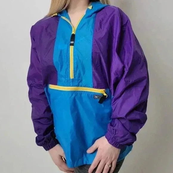 Vintage 90s Helly Hansen Colorblock Windbreaker Track Jacket - S - Picture 1 of 10